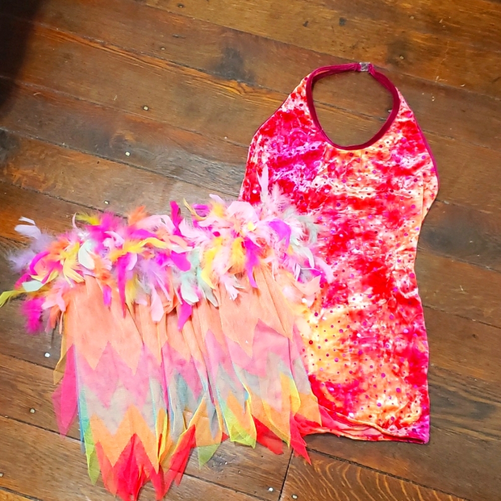 EUC Rainbow Unitard and Feather Tutu